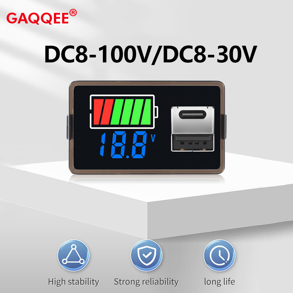 Logic Analyzer Usb - เครื่องทดสอบระดับการชาร์จแบตเตอรี่ตะกั่วกรดในรถยนต์แบบดิจิทัลไฟ LED ชนิด USB-C DC8-100V DC8-30V