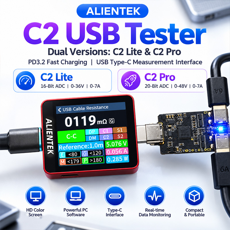 Logic Analyzer Usb - เครื่องทดสอบหน้าจอสี ALIENTEK C2 กำลังไฟสูง 240W ตรวจสอบแรงดัน