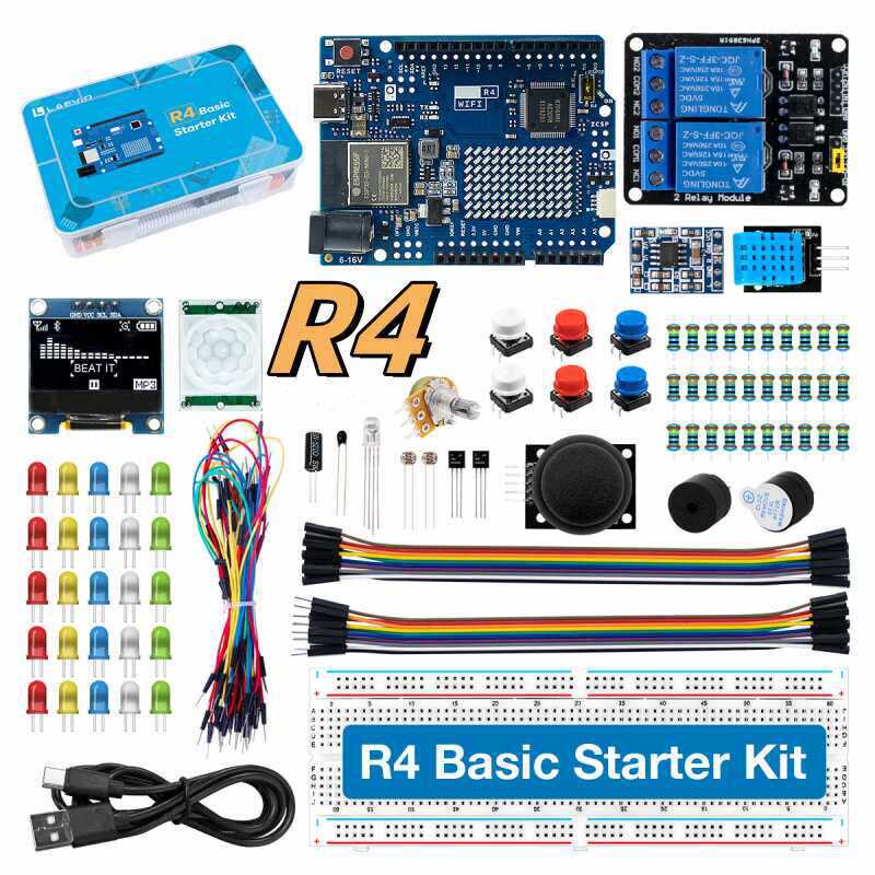 Diy Electronics Learning Kit - ชุดเริ่มต้นสำหรับการพัฒนา UNO R4 ที่รองรับ Wi-Fi พร้อมเซ็นเซอร์และส่วนประกอบอิเล็กทรอนิกส์