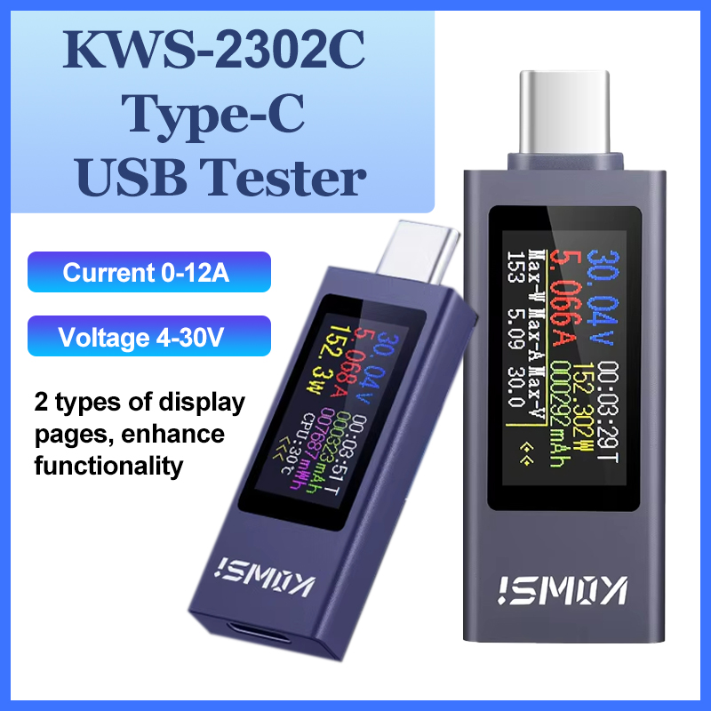 Logic Analyzer Usb - KWS-2302C Type-C USBเครื่องทดสอบMulti-Functionดิจิตอลจอแสดงผลแรงดันไฟฟ้าPower Meterชาร์จโทรศัพท์Tester DC 4-30V