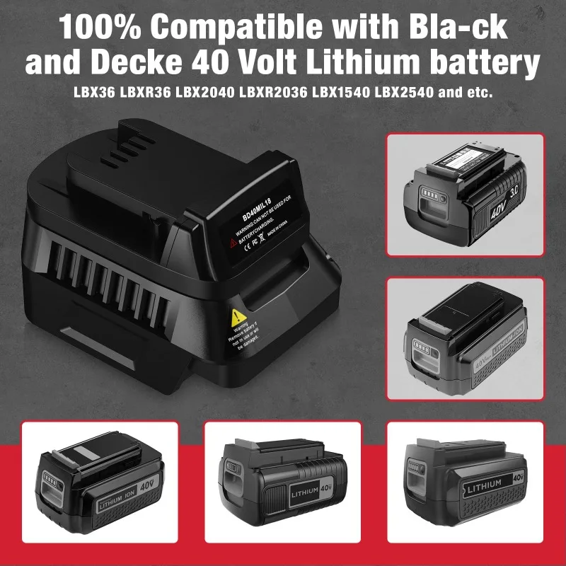 อะแดปเตอร์แบตเตอรี่ BD40MIL18  - Black+Decker Tool Cordless บทวิจารณ์และราคา
