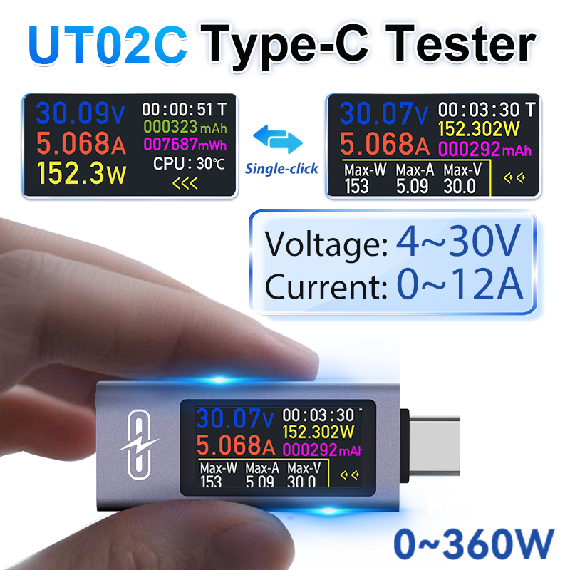 UT02C USB หน้าจอสี Type-C เครื - Logic Analyzer Usb บทวิจารณ์และราคา
